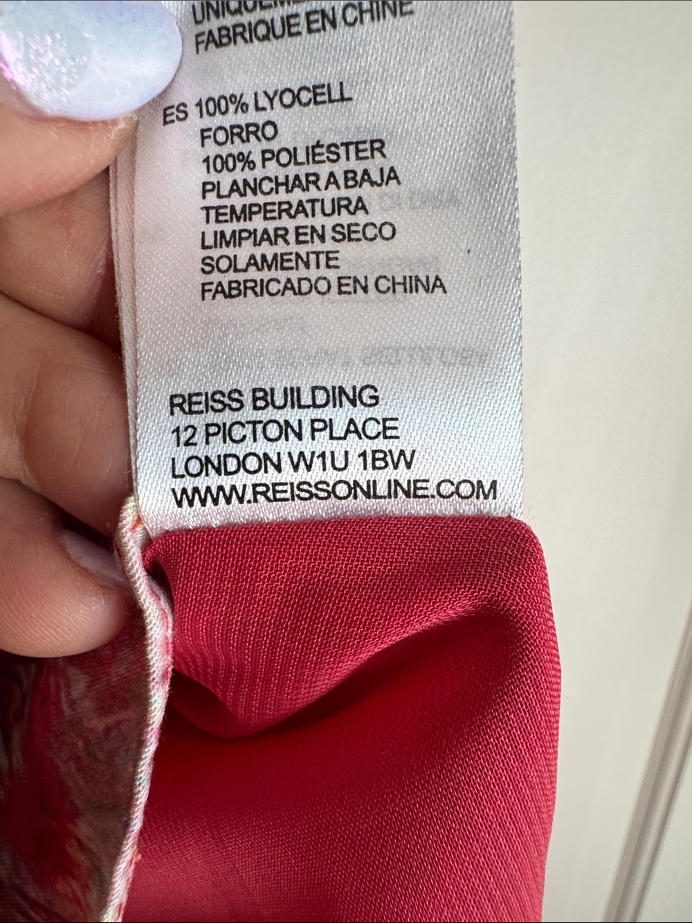 EUC Reiss Raspberry Floral Tie-Waist Sleeveless Dress Rounded Hem Pockets Lined - Picture 13 of 13